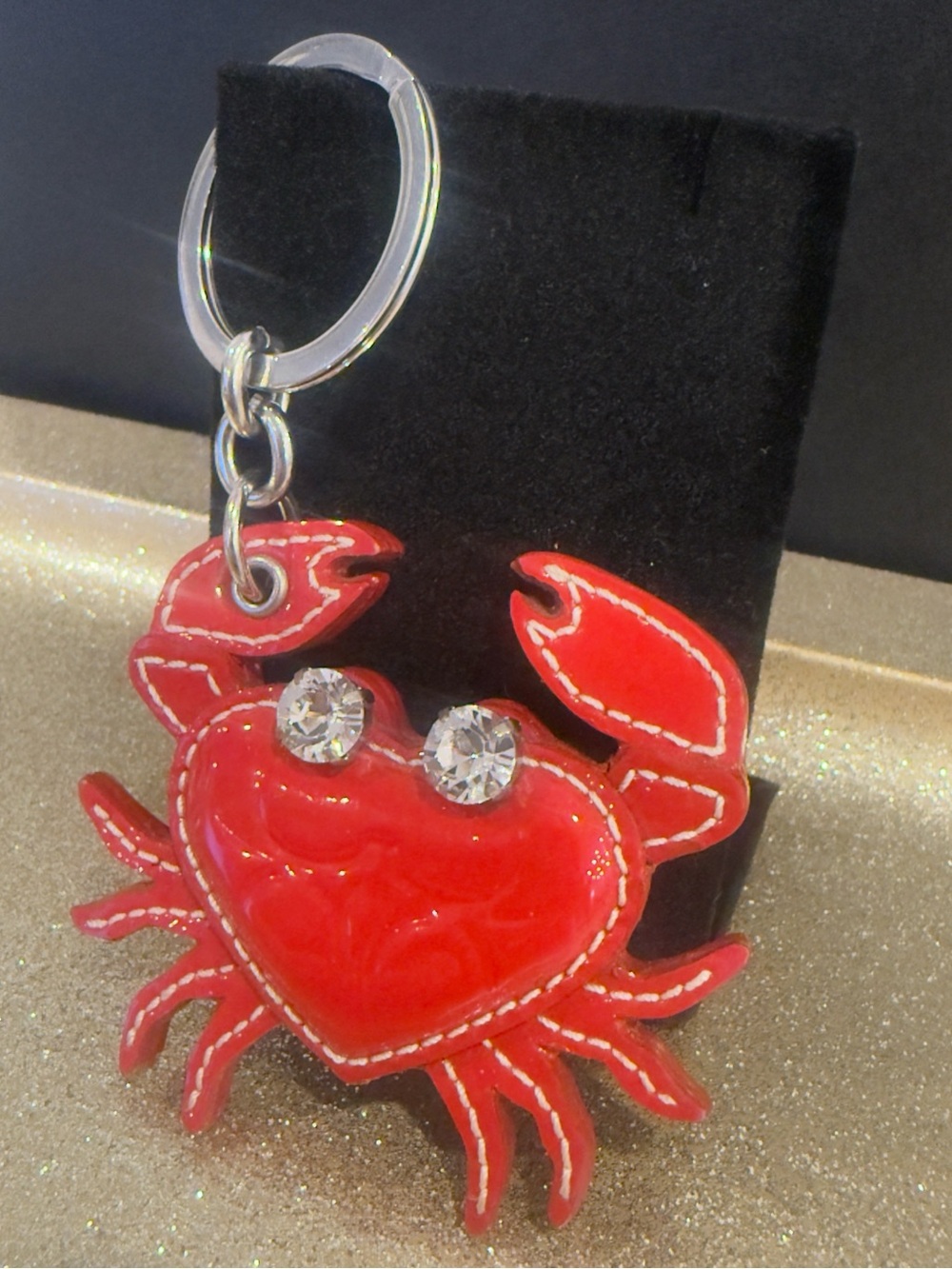 ❤️ Coach Limited Edition Red Crab Patent Leather Embossed Charm Key Ring - Rare! - Picture 3 of 15